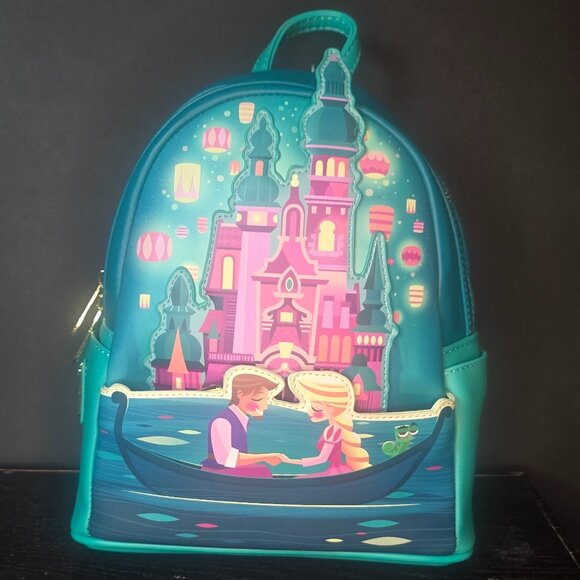 Loungefly Handbags - NWT Loungefly-Disney Tangled Rapunzel Castle Glow-in-the-dark Mini Backpack
